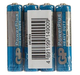 Батарейка солевая GP R03 AAA/4SH PowerPlusl (цена за спайку 4 шт)