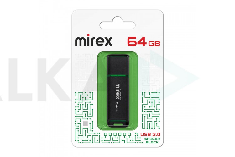 Флешка USB 3.0 Mirex 64 ГБ Mirex SPACER BLACK 64GB (ecopack)