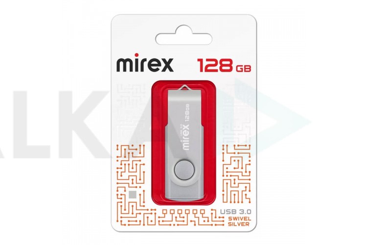 Флешка USB 3.0 Mirex SWIVEL SILVER 128GB (ecopack)