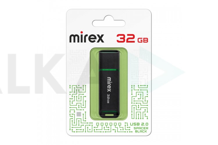 Флешка USB 2.0 Mirex SPACER BLACK 32GB (ecopack)