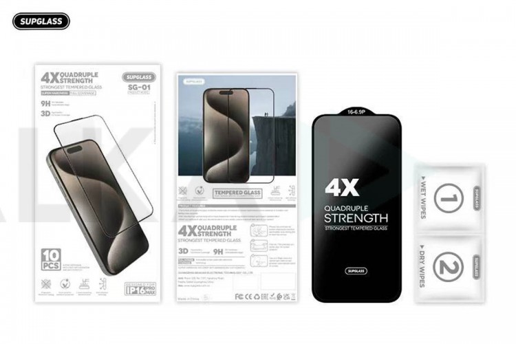 Защитное стекло Supglass SG-01 4X Quadruple Strength Glass 10-in-1 For IP 12/12Pro (6.1)