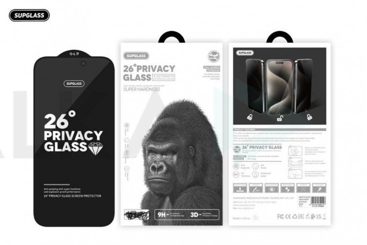 Защитное стекло SUPGLASS XC-12 Full Screen Coverage 26° Privacy Glass iPhone 16 plus / 15 plus (антишпион)
