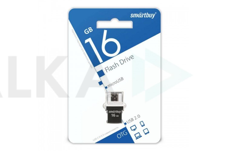 Флешка USB 2.0 Smartbuy 16GB OTG POKO series Black (SB16GBPO-K)