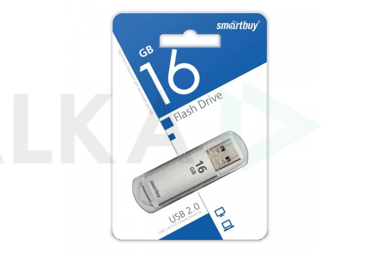 Флешка USB 2.0 Smartbuy 16GB V-Cut Silver (SB16GBVC-S)