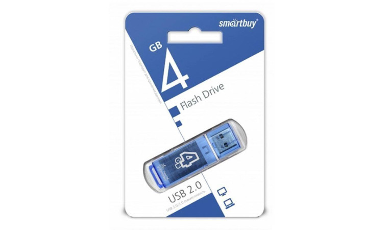 Флешка USB 2.0 Smartbuy 4GB Glossy series Blue (SB4GBGS-B)