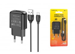 Сетевое зарядное устройство USB + кабель MicroUSB BOROFONE BA64A 2100mAh (черный)