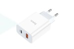 Сетевое зарядное устройство USB + USB-C HOCO C97A PD20W+ QC3.0 (белый)