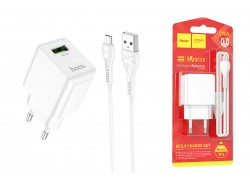 Сетевое зарядное устройство USB + кабель MicroUSB HOCO C98A Proton QC3.0 3000mAh (белый)