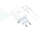 Сетевое зарядное устройство USB + USB-C + кабель Type-C HOCO C97A PD 20W+QC 3.0 (белый)