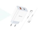 Сетевое зарядное устройство USB + USB-C + кабель Type-C HOCO C97A PD 20W+QC 3.0 (белый)