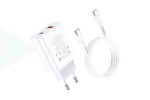 Сетевое зарядное устройство USB + USB-C + кабель Type-C HOCO C97A PD 20W+QC 3.0 (белый)