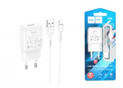 Сетевое зарядное устройство USB + кабель Lightning HOCO С96A 2400mAh (белый)