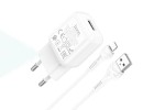 Сетевое зарядное устройство USB + кабель Lightning HOCO С96A 2400mAh (белый)