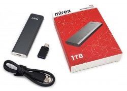 USB 3.2 Type-C Накопитель SSD Mirex 1TB  Data Master 1, внешний, серый металл
