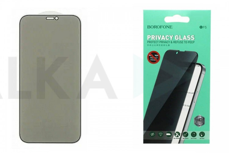 Защитное стекло дисплея iPhone 16 Pro Max BOROFONE BF5 Security privacy tempered glass черная рамка