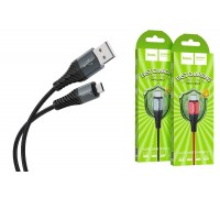 Кабель USB - MicroUSB HOCO X38 2,4A (черный) 1м (в оплетке)