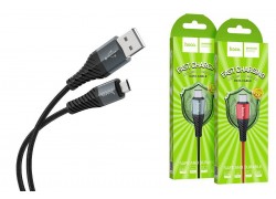 Кабель USB - MicroUSB HOCO X38 2,4A (черный) 1м (в оплетке)