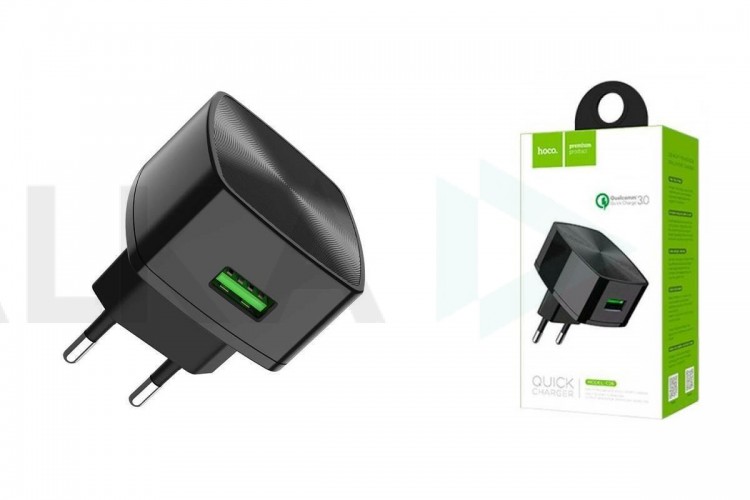 Сетевое зарядное устройство USB HOCO C70A Cutting-edge single port QC3.0 2400mAh (черный)