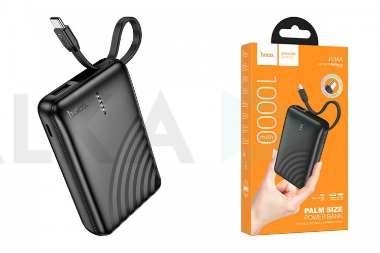 Универсальный дополнительный аккумулятор Power Bank HOCO J134A with cable(USB-C) (10000mAh) (черный)