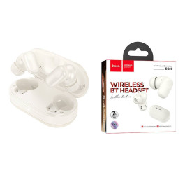 Наушники вакуумные беспроводные HOCO EQ19 wireless BT headset (молочный-белый)