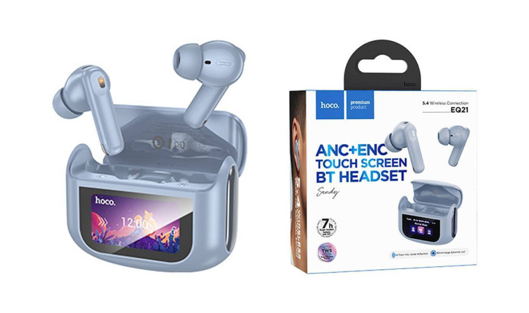 Наушники вакуумные беспроводные HOCO EQ21 ANC+ENC wireless BT headset (голубая звезда)