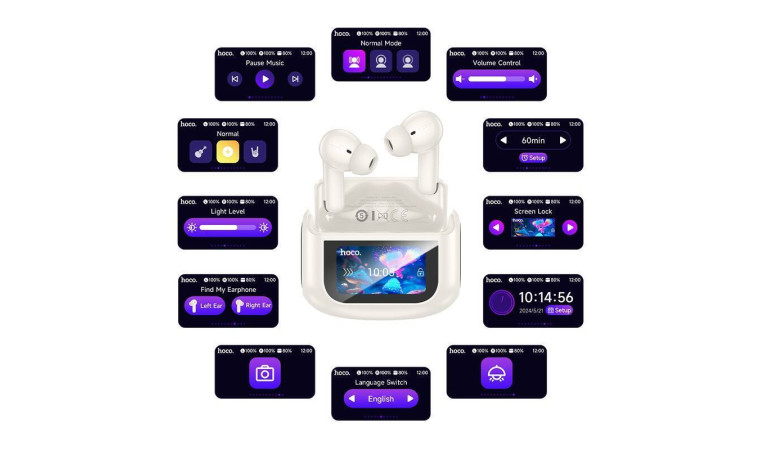 Наушники вакуумные беспроводные HOCO EQ21 ANC+ENC wireless BT headset (голубая звезда)