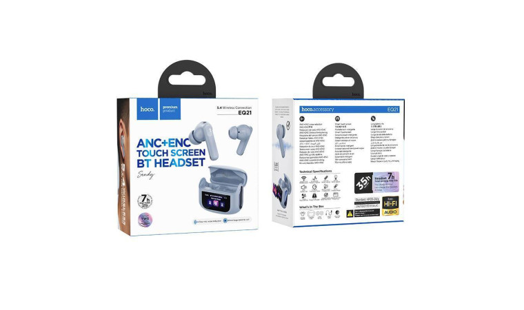 Наушники вакуумные беспроводные HOCO EQ21 ANC+ENC wireless BT headset (голубая звезда)