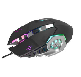 Мышь проводная Perfeo "ARSI", 6 кн, 3200 DPI, GAME DESIGN, кабель 1,6м, LED подсв 6 цв, чёрн-серебр