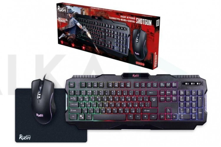 Комплект игровой клавиатура+мышь+коврик Smartbuy RUSH Shotgun (SBC-307728G-K) (черный)