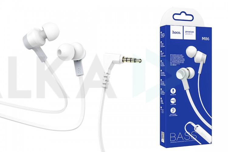 Наушники вакуумные проводные HOCO M86 Oceanic universal earphones (белый)