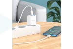 Сетевое зарядное устройство USB+USB-C + кабель Type-C-Type-C HOCO C105A Powerful PD20W + QC3.0 (белый)