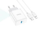 Сетевое зарядное устройство USB-C + кабель Lightning - Type-C HOCO C104A  charger PD20W  (белый)