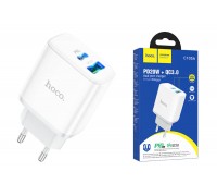 Сетевое зарядное устройство USB + USB-C HOCO C105A PD20W+ QC3.0 (белый)
