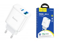 Сетевое зарядное устройство USB + USB-C HOCO C105A PD20W+ QC3.0 (белый)