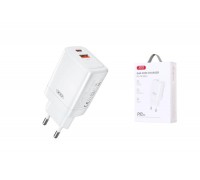 Сетевое зарядное устройство USB + USB-C XO CE16(EU) 45W GaN Fast Charger (1USB-C 45W/1USB-A 22.5W) White