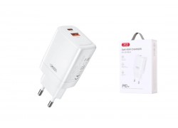 Сетевое зарядное устройство USB + USB-C XO CE16(EU) 45W GaN Fast Charger (1USB-C 45W/1USB-A 22.5W) White