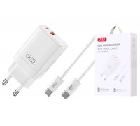 Сетевое зарядное устройство USB+USB-C + кабель Type-C-Type-C XO CE16 45W GaN Fast Charger (1USB-C 45W/1USB-A 22.5W) White