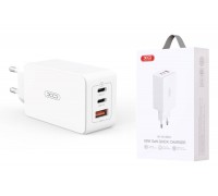 Сетевое зарядное устройство USB + 2 USB-C XO CE13 (EU) 65W GaN tech fast charging (2USB-C 65W/1USB-A 22.5W) White