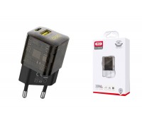 Сетевое зарядное устройство USB + USB-C XO CE05(EU) GAN PD30W+QC3.0 18W fast charger Brown