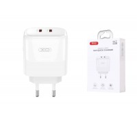 Сетевое зарядное устройство 2 USB-C XO L140  Dual C35W Fast Chargers White