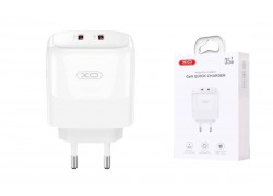 Сетевое зарядное устройство 2 USB-C XO L140  Dual C35W Fast Chargers White