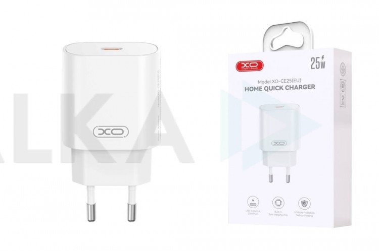 Сетевое зарядное устройство USB-C XO CE25(EU) PD25W Fast Charger White