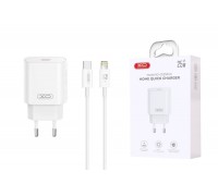 Сетевое зарядное устройство USB-C + кабель Lightning - Type-C XO CE25(EU) PD25W Fast Charger White