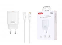 Сетевое зарядное устройство USB-C + кабель Lightning - Type-C XO CE25(EU) PD25W Fast Charger White