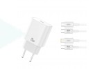 Сетевое зарядное устройство USB-C + кабель Lightning - Type-C XO CE25(EU) PD25W Fast Charger White