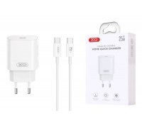 Сетевое зарядное устройство USB-C + кабель Type-C-Type-C XO CE25( PD25W Fast Charger White