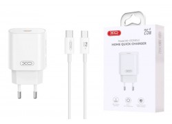 Сетевое зарядное устройство USB-C + кабель Type-C-Type-C XO CE25( PD25W Fast Charger White