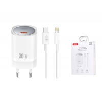 Сетевое зарядное устройство USB-C + кабель Lightning - Type-C XO CE20(EU) PD30W/PPS33W fast charger White