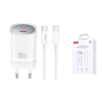 Сетевое зарядное устройство USB-C + кабель Type-C-Type-C XO CE20( PD30W/PPS33W 1USB-C fast charger White