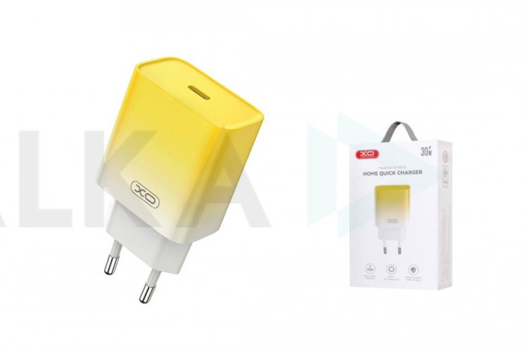 Сетевое зарядное устройство USB-C XO CE18 (EU) PD30W fast charging yellow